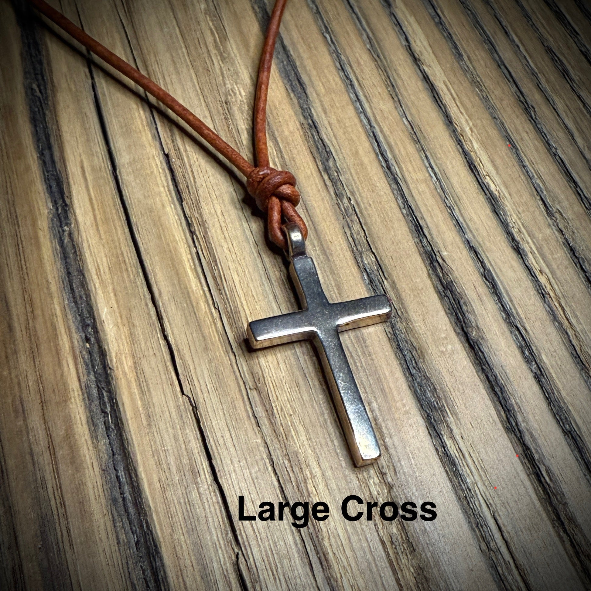 FAITH Classic Cross Necklace - Bronze on Leather Cord