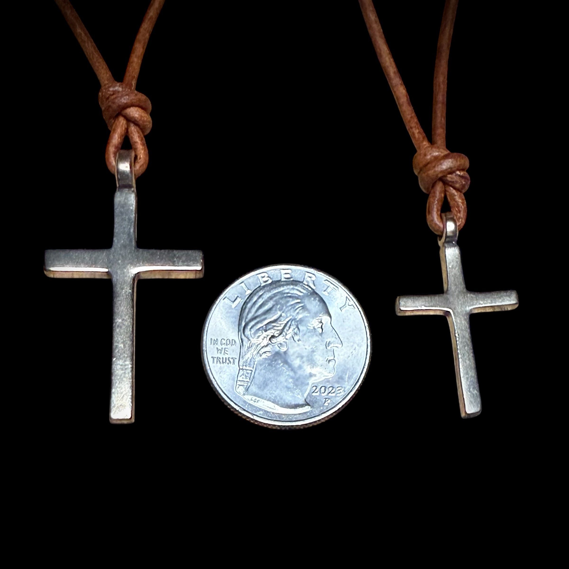 FAITH Classic Cross Necklace - Bronze on Leather Cord