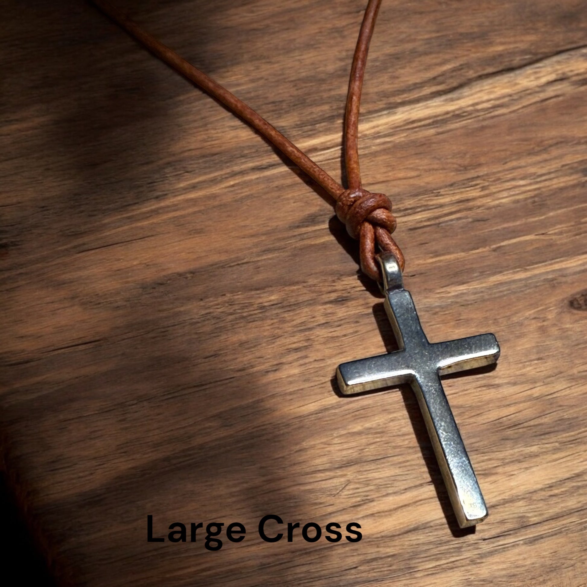 FAITH Classic Cross Necklace - Bronze on Leather Cord