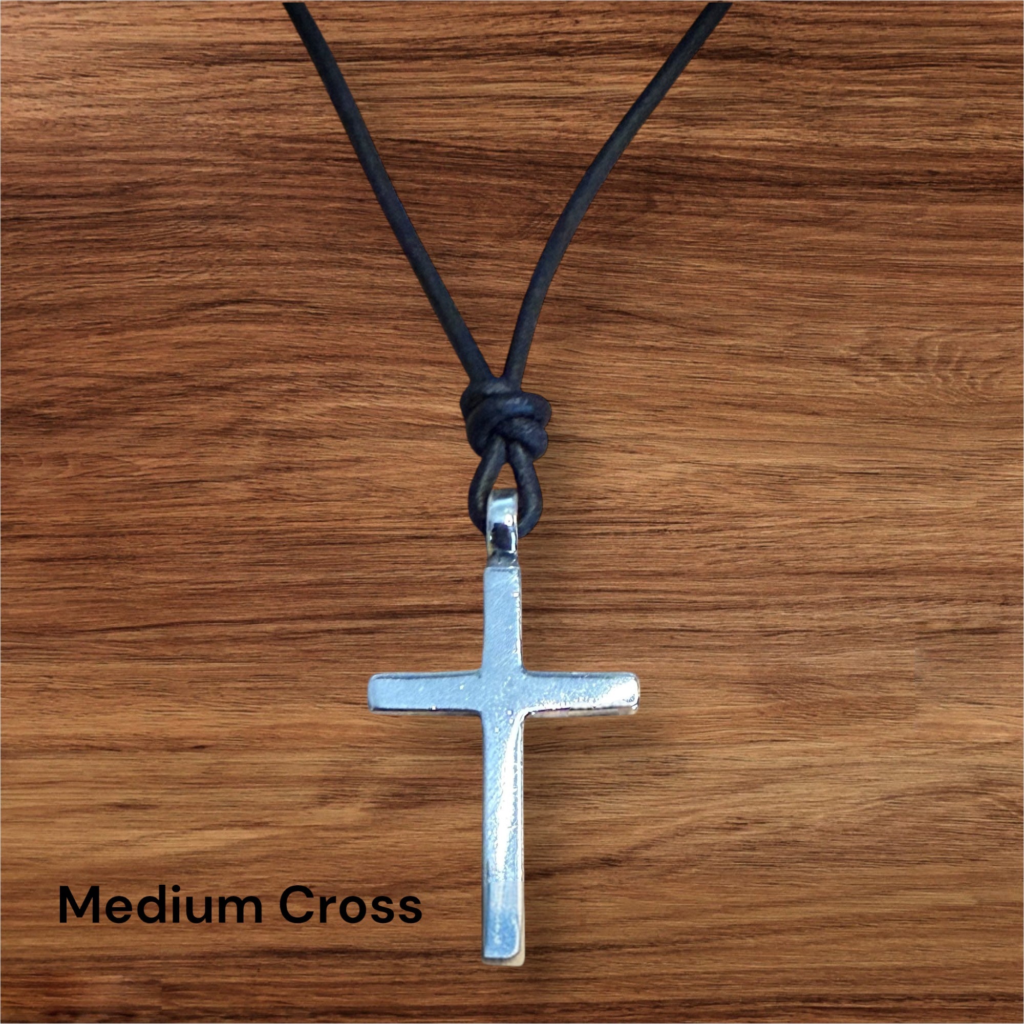 *PRE-ORDER Classic Cross Necklace - Sterling Silver on Leather Cord